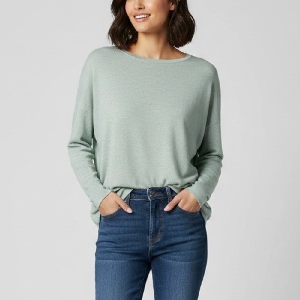 Mersea Blue Green Cashmere Blend Oversized Crewneck Sweater Long Sleeve One Size
